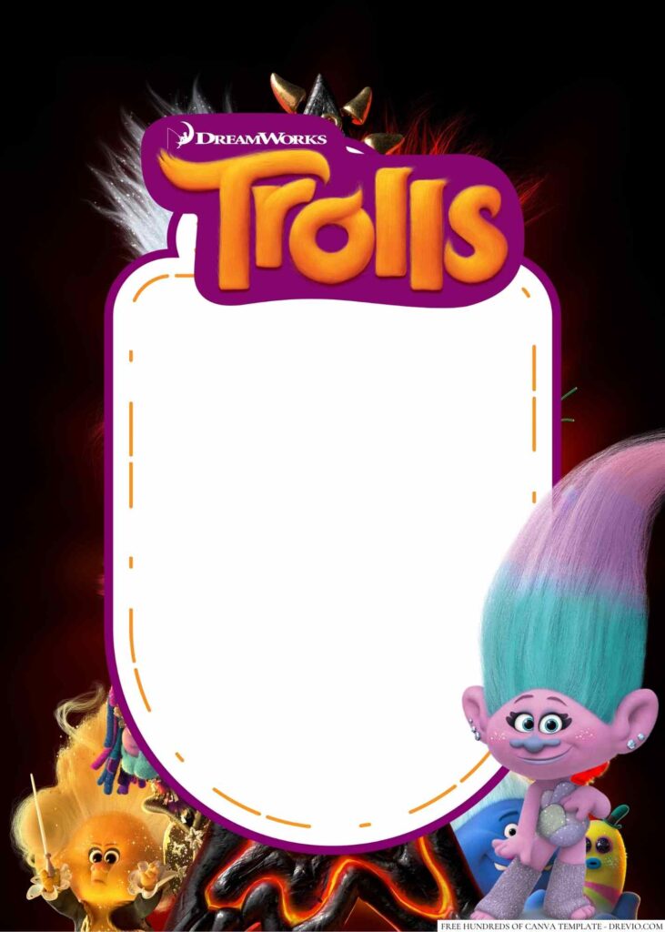 Invitation Template of 20+ Trolls Canva Birthday Invitation Templates 3