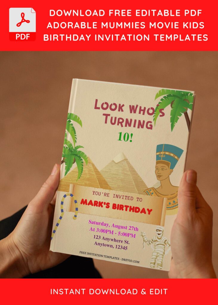 (Free Editable PDF) Lovely Mummies Movie Themed Birthday Invitation Templates E