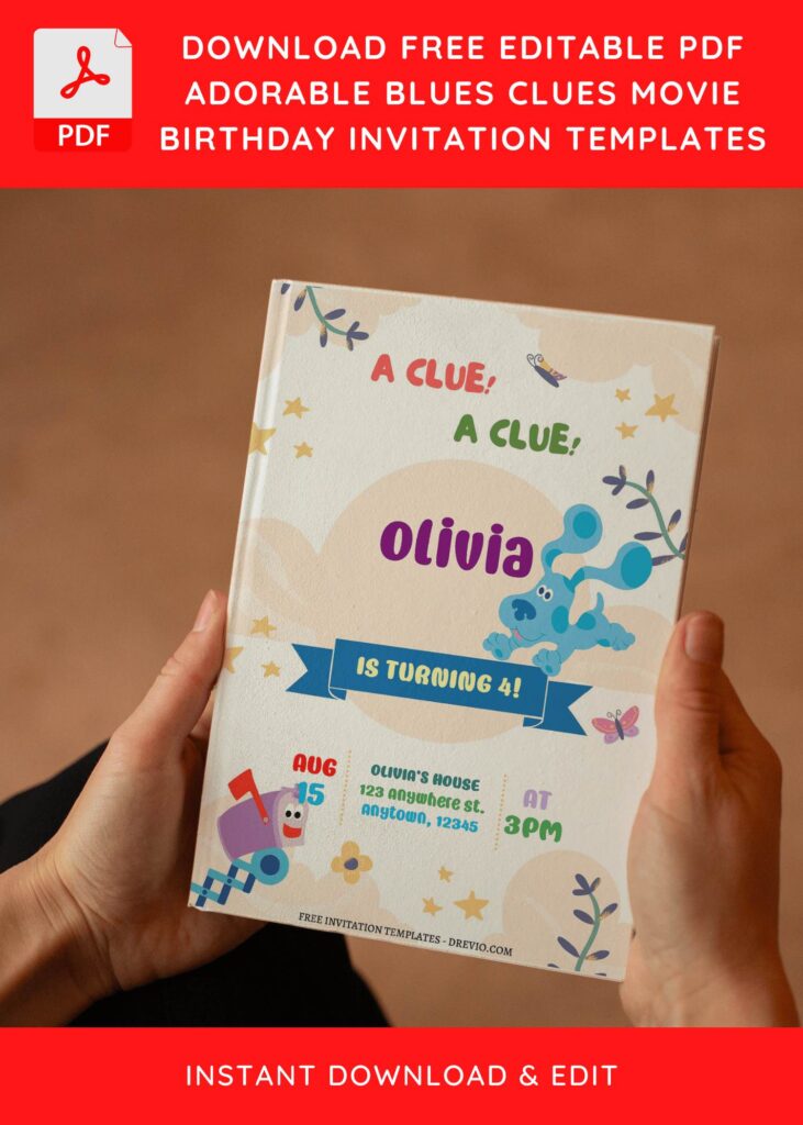 Invitation Template of (Free Editable PDF) Beautiful Blues Clues Birthday Invitation Templates 5