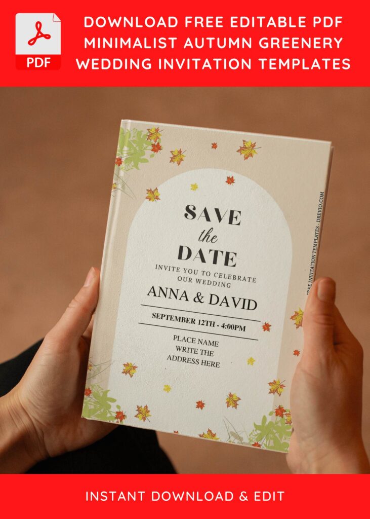 (Free Editable PDF) Natural Elegance Autumn Wedding Invitation Templates E