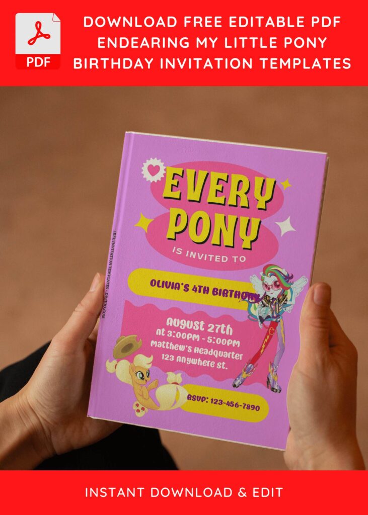 (Free Editable PDF) Adventure Of My Little Pony Birthday Invitation Templates E