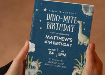 (Free Editable PDF) Roaring Dinosaur Themed Birthday Invitation Templates E
