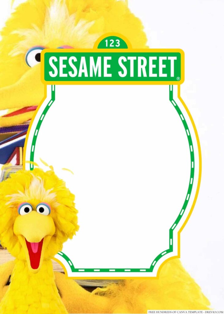 Invitation Template of 20+ Big Bird Sesame Street Canva Birthday invitation Templates 3