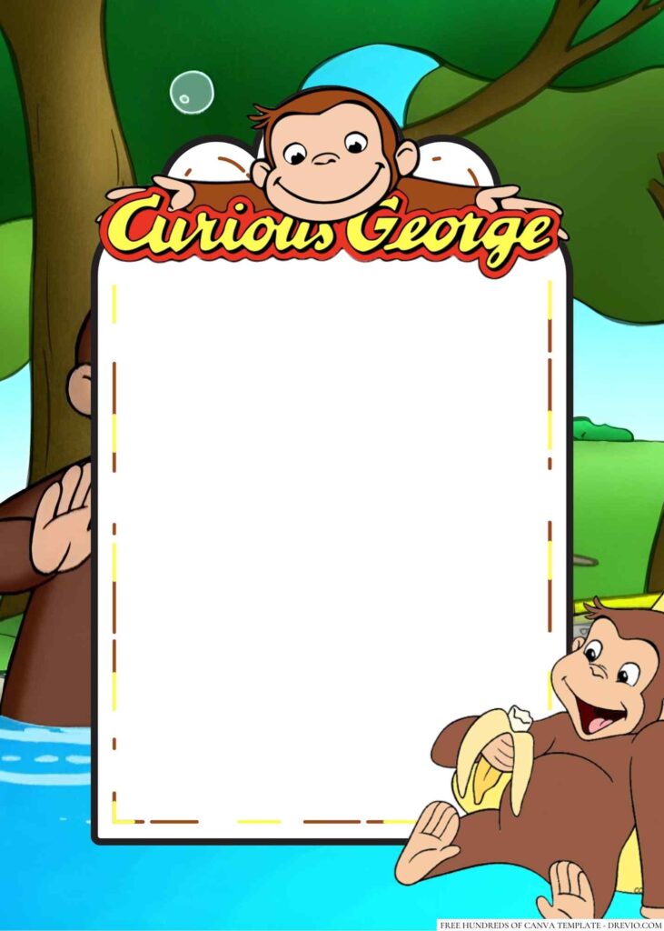 Invitation Template of 20+ Curious George Canva Birthday Invitation Templates 3