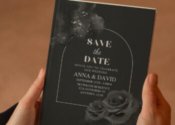 (Free Editable PDF) Mystique Black Floral Wedding Invitation Templates E