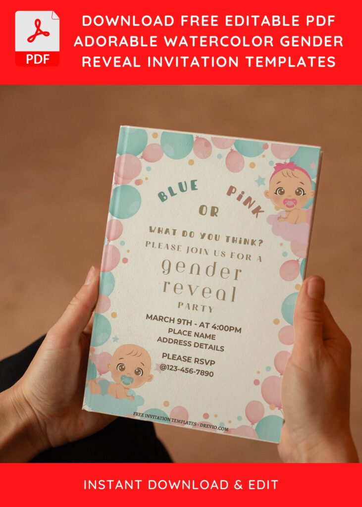 Invitation Template of (Free Editable PDF) Adorable Gender Reveal Invitation Templates 5