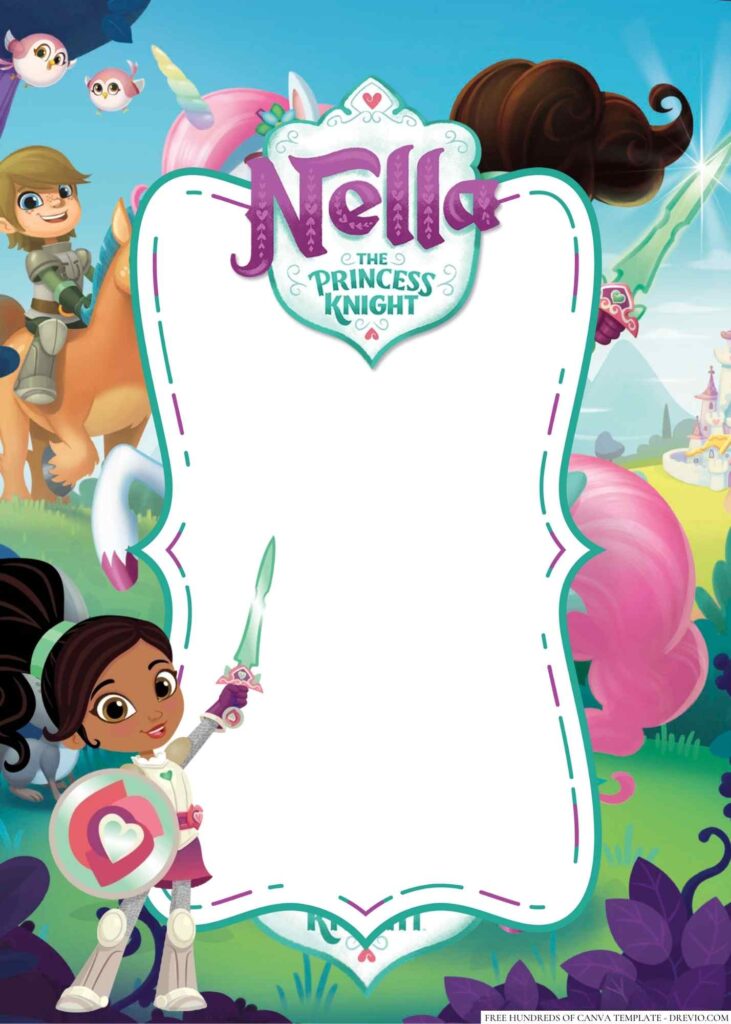 Invitation Template of 16+ Nella the Princess Knight Canva Birthday Invitation Templates 3