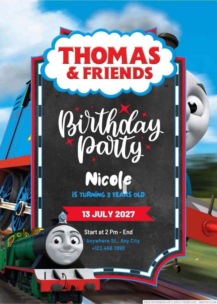 Free Editable Thomas and Friends Birthday Invitation