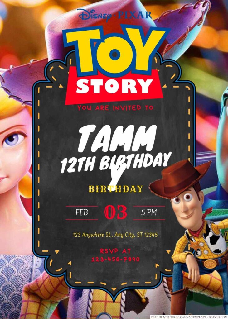 Free Editable Woody Toy Story Birthday Invitation