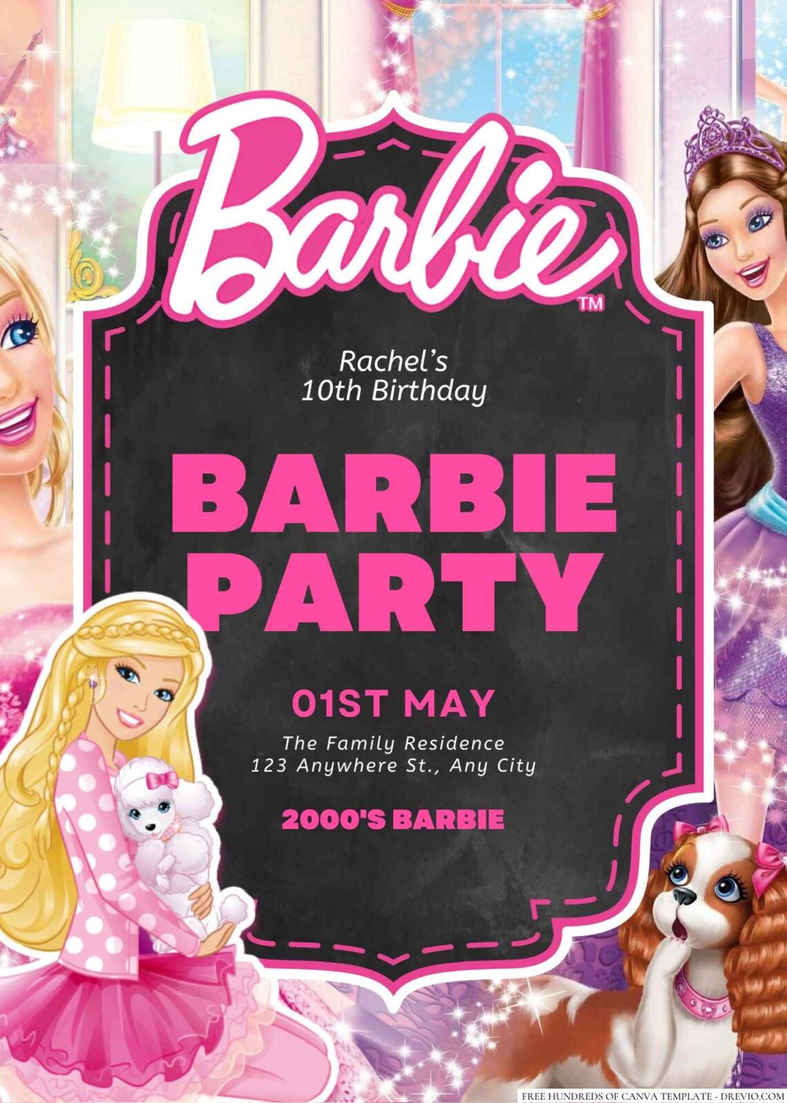 22+ Barbie Canva Birthday Invitation Templates Download Hundreds FREE