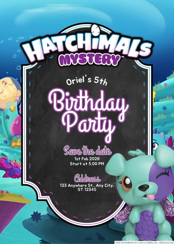 Free Editable Hatchimals Birthday Invitation