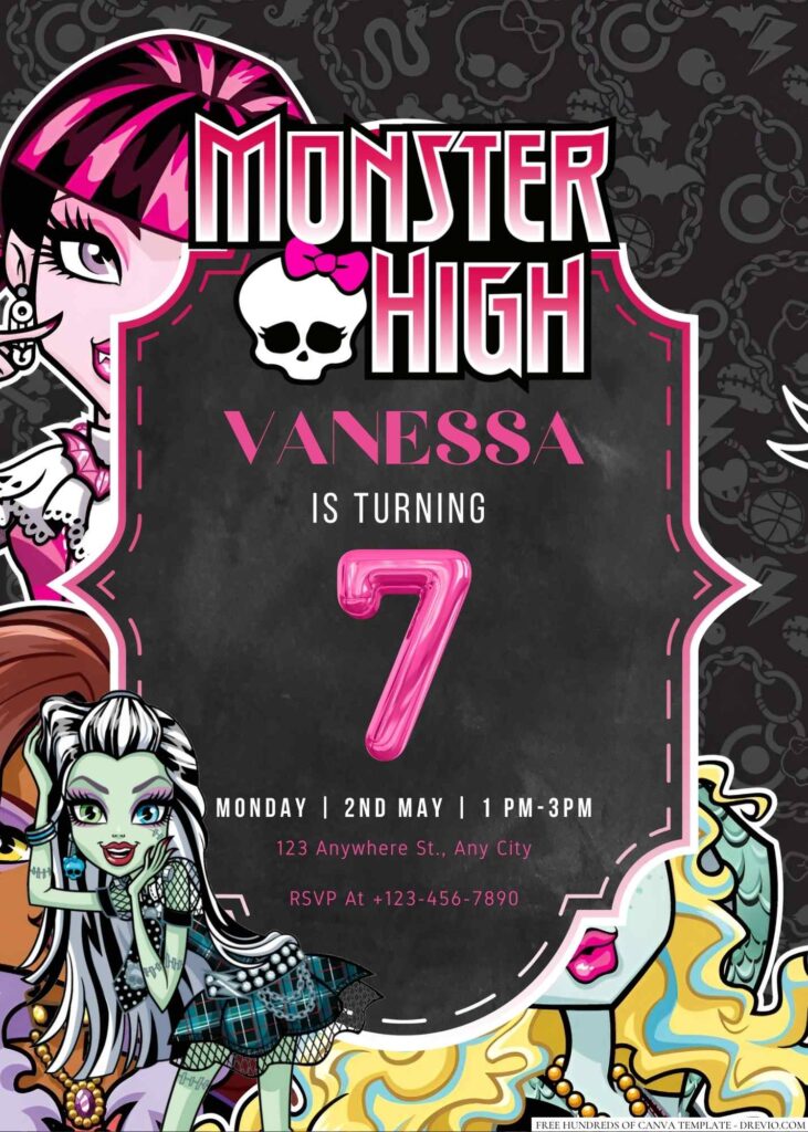 Free Editable Monster High Birthday Invitation