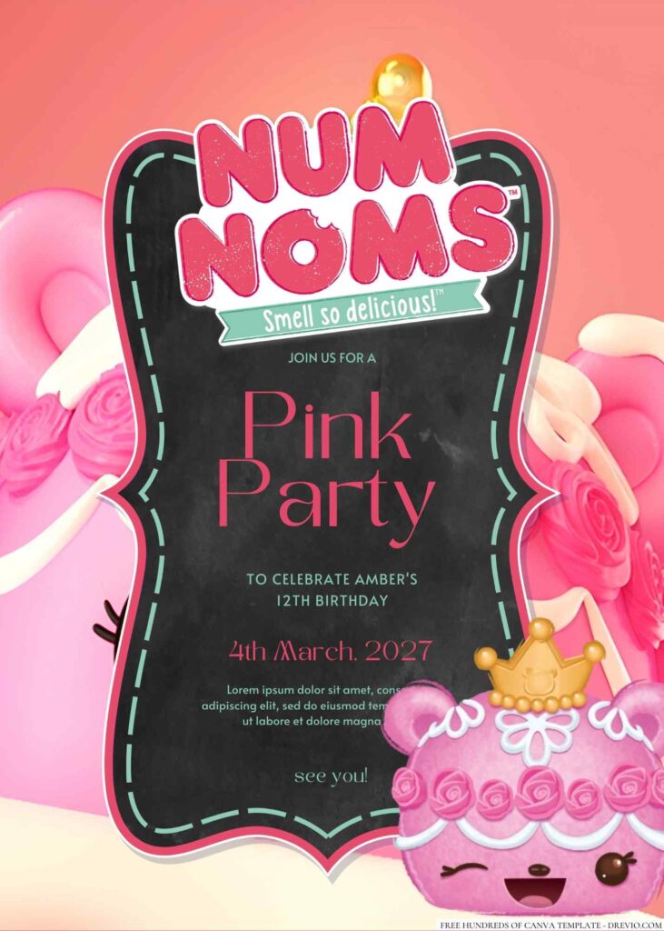 Free Editable Num Noms Canva Birthday Invitation