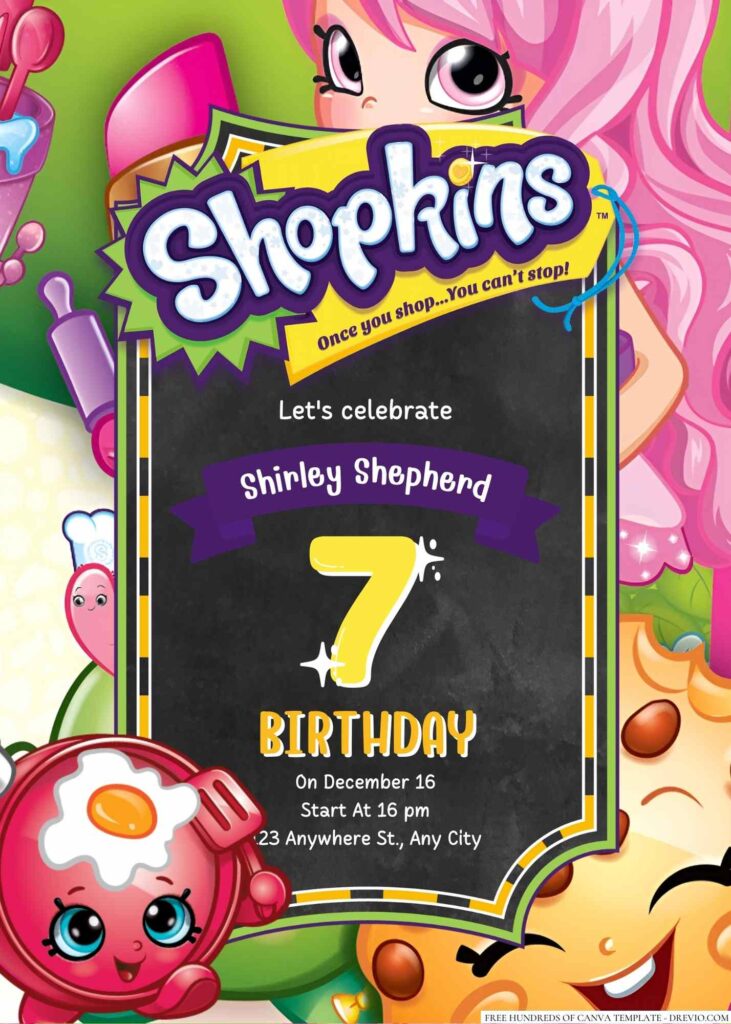 Free Editable Shopkins Birthday Invitation