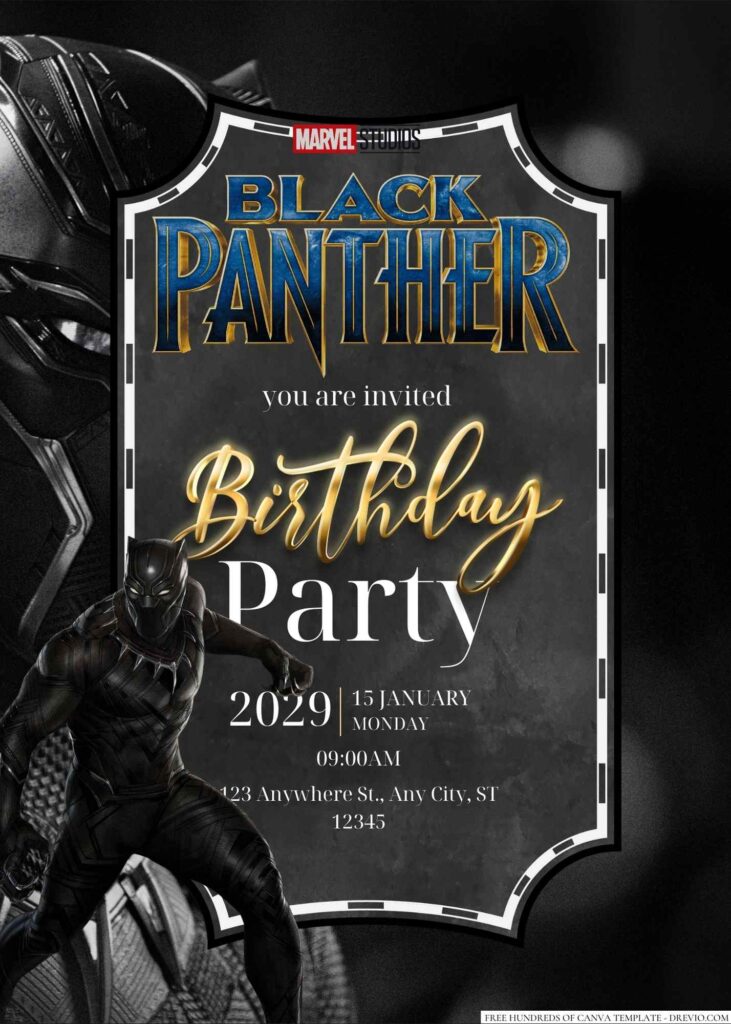 Free Editable Black Panther Birthday Invitation