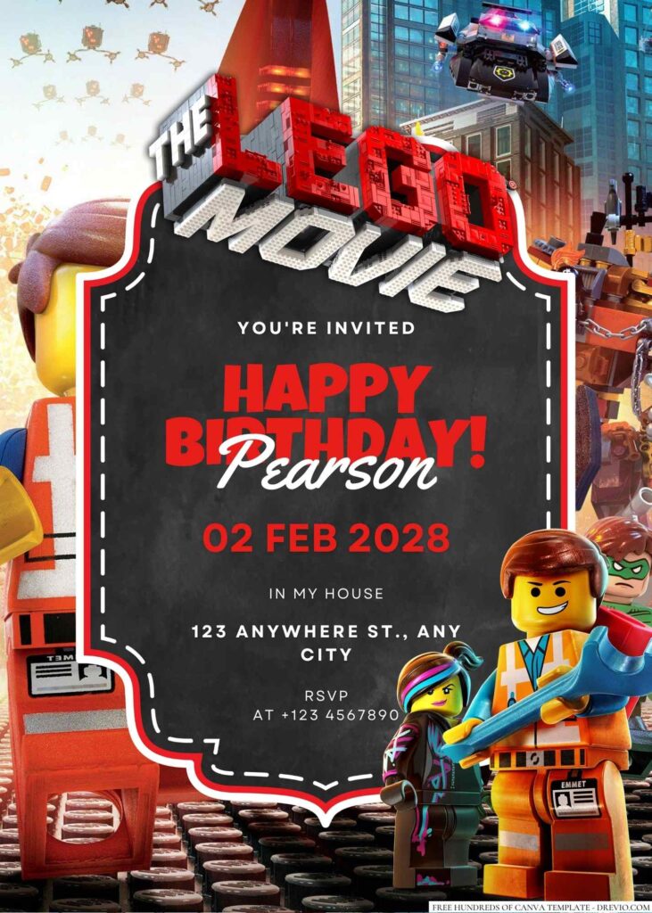 Free Editable The Lego Movie Birthday Invitation