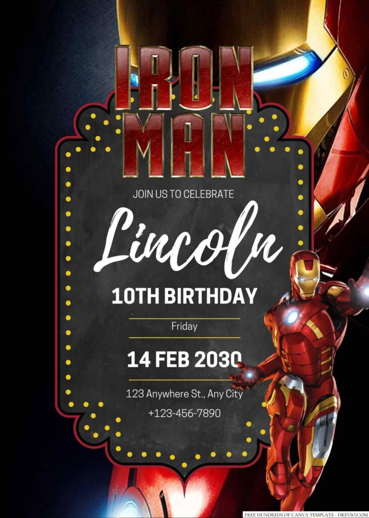 Free Editable Iron Man Birthday Invitation
