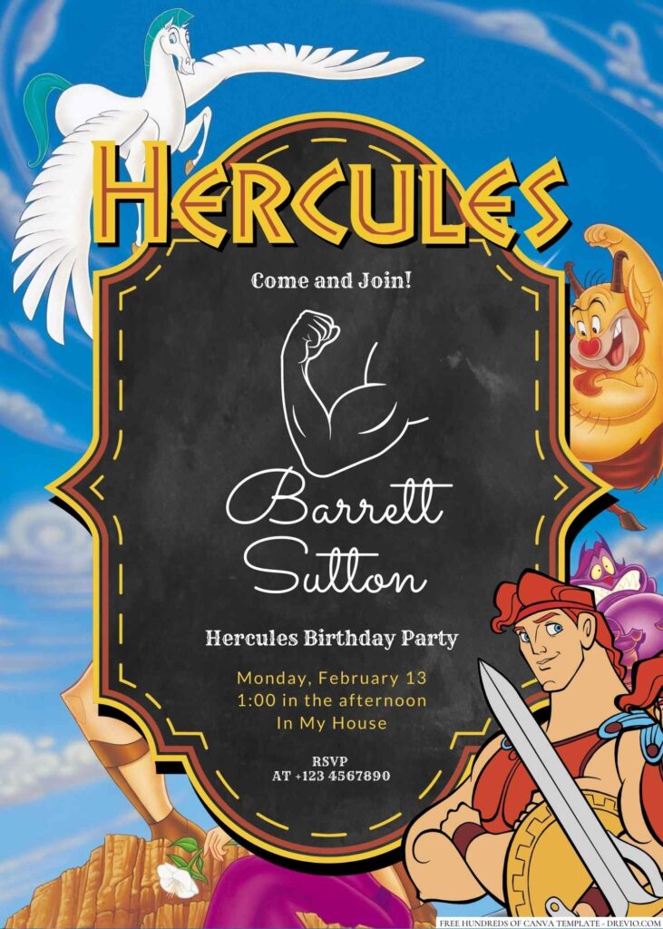 Free Editable Hercules Birthday Invitation