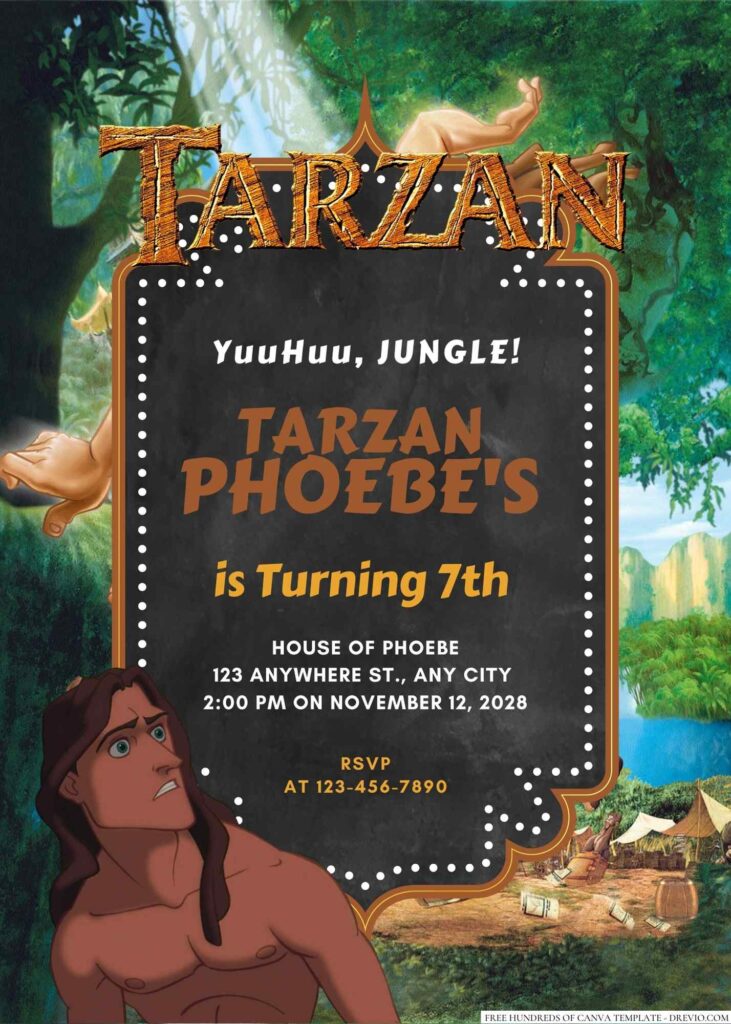 Free Editable Tarzan Birthday Invitation 