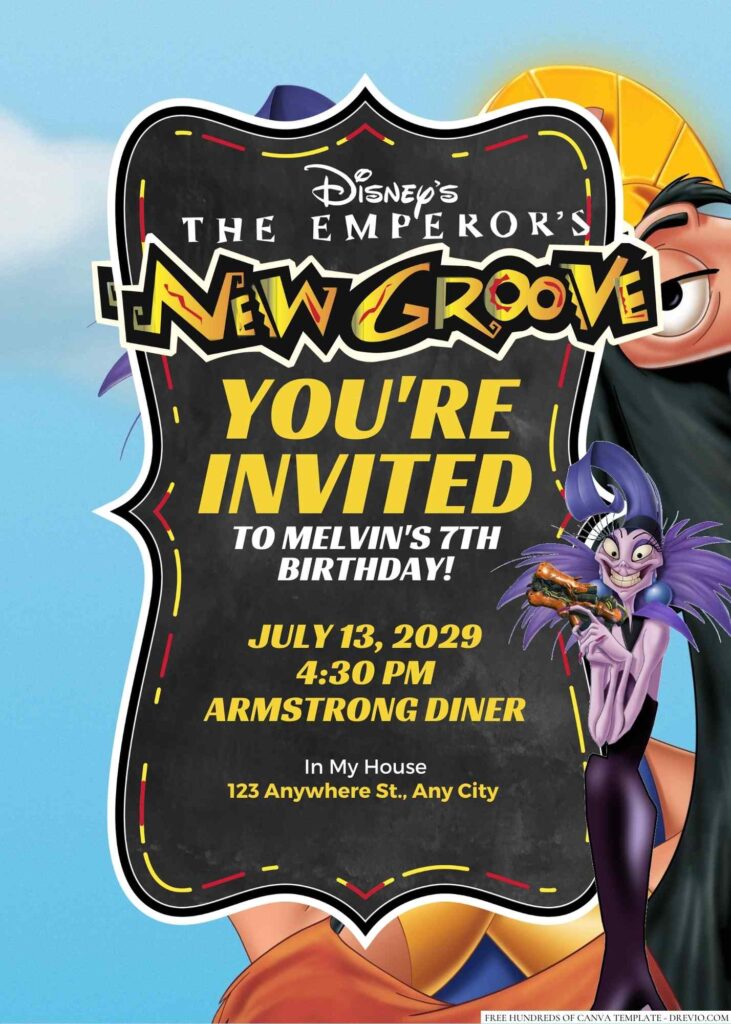 Free Editable The Emperor's New Groove Birthday Invitation