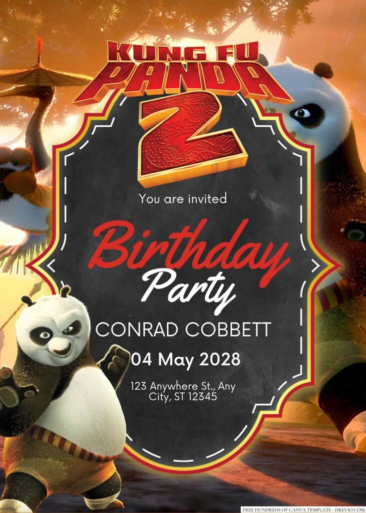 Free Editable Kung Fu Panda 2 Birthday Invitation