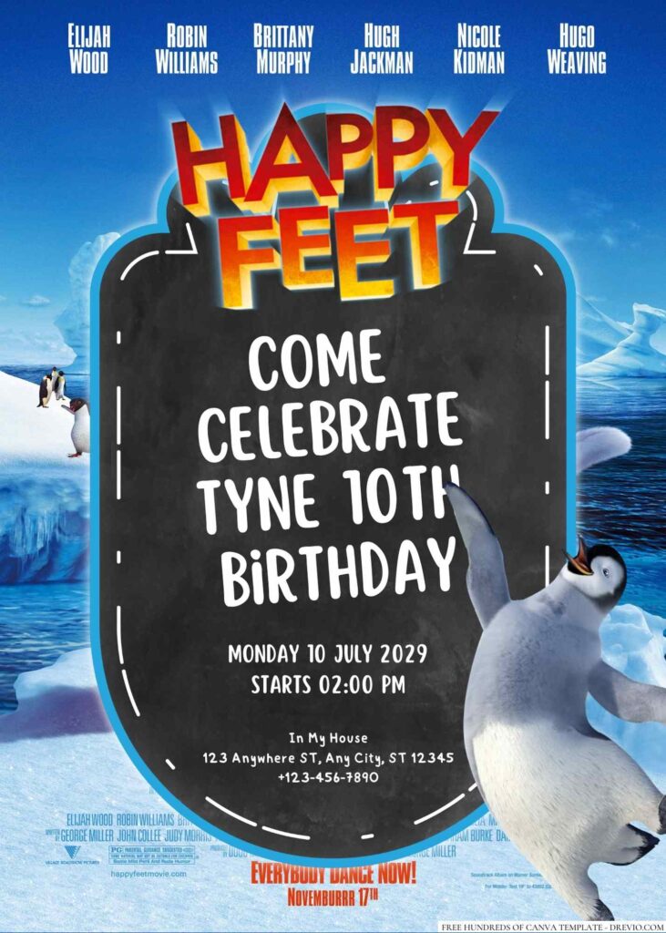 Free Editable Happy Feet Birthday Invitation 