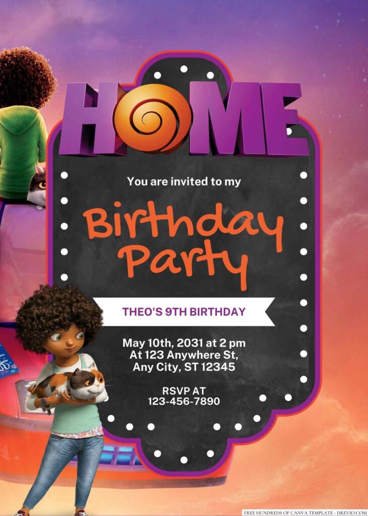 Free Editable Home (2015) Birthday Invitation