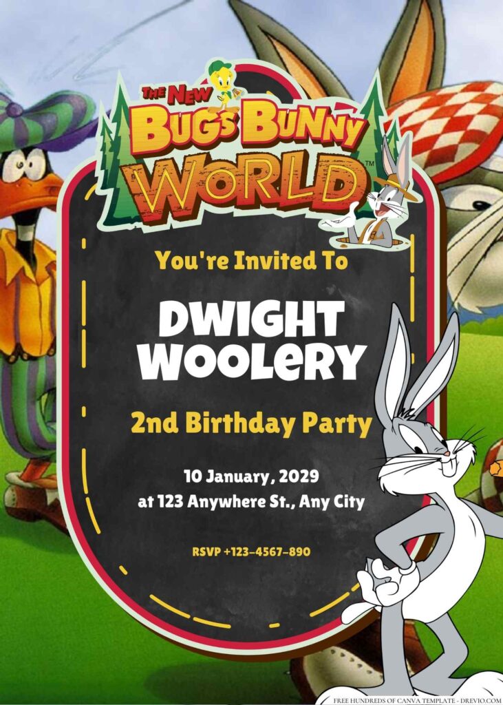 Free Editable The Bugs Bunny Birthday Invitation 