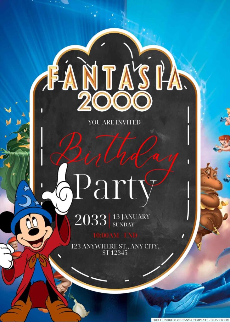 Free Editable Fantasia 2000 Birthday Invitation