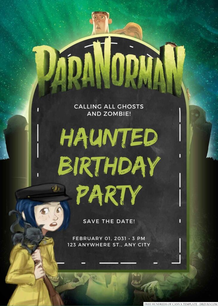 Free Editable ParaNorman Movie Birthday Invitation 