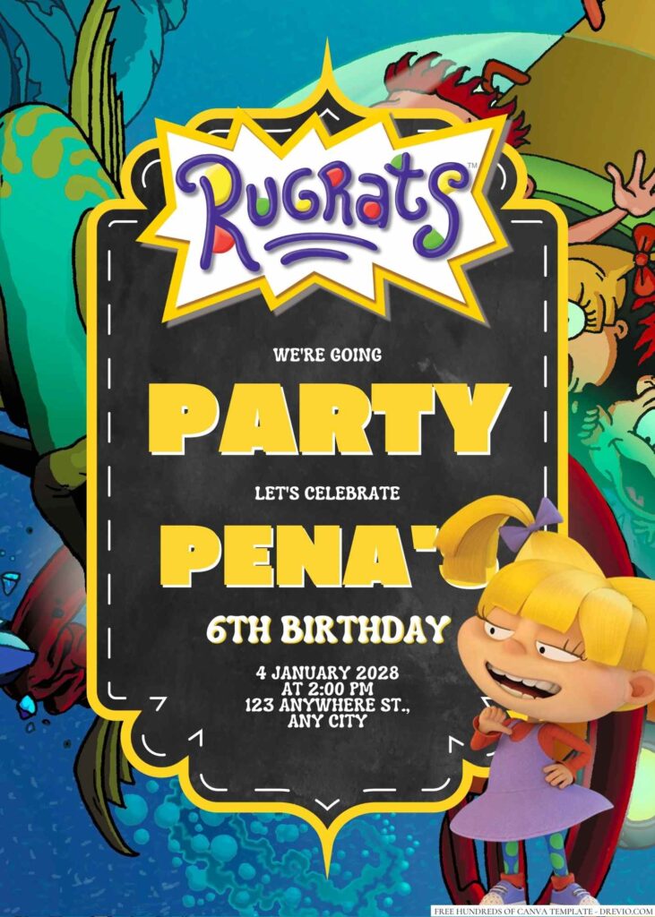 Free Editable Angelica Pickles (Rugrats) Birthday Invitation