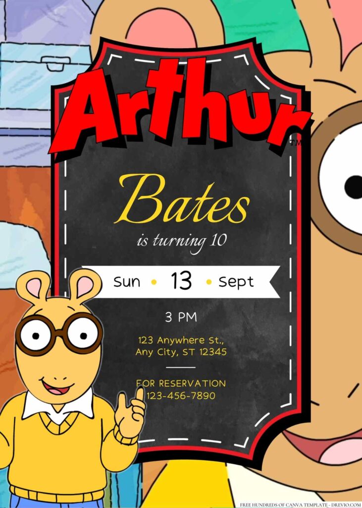 Free Editable Arthur Birthday Invitation 