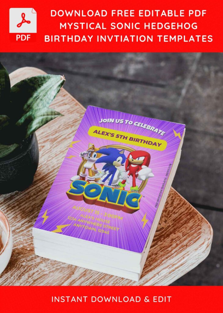 Invitation Template of (Free Editable PDF) Mystical Sonic The Hedgehog Birthday Invitation Templates 2