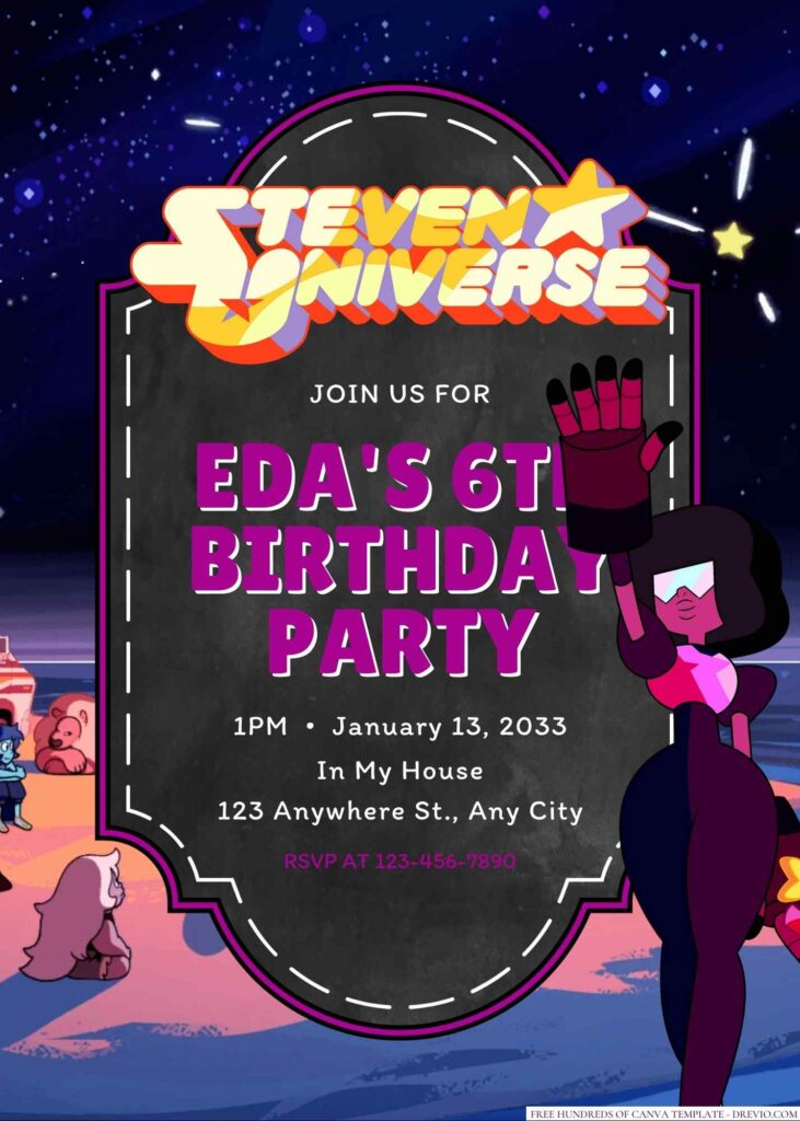 Free Editable Garnet (Steven Universe) Birthday Invitation