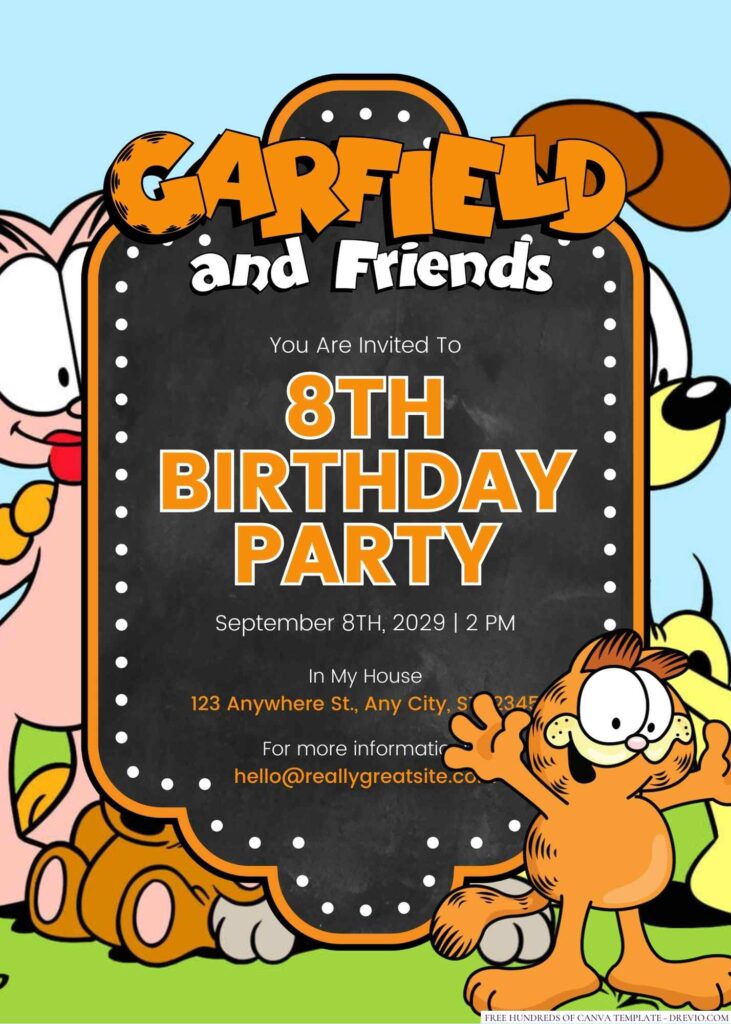 Free Editable Garfield and Friends Birthday Invitation