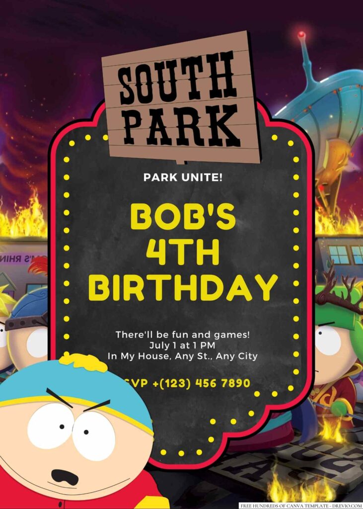 Eric Cartman (South Park) Birthday Invitation