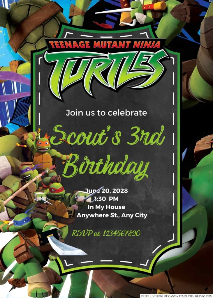 Teenage Mutant Ninja Turtles birthday video invitation for g - Inspire  Uplift