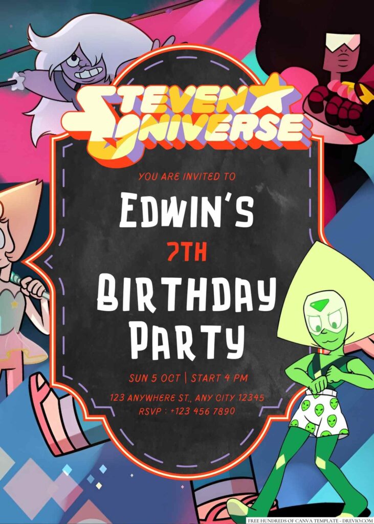 Free Editable Steven Universe Birthday Invitation