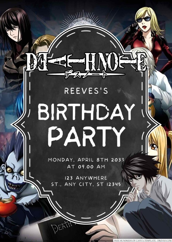Death Note Birthday Invitation