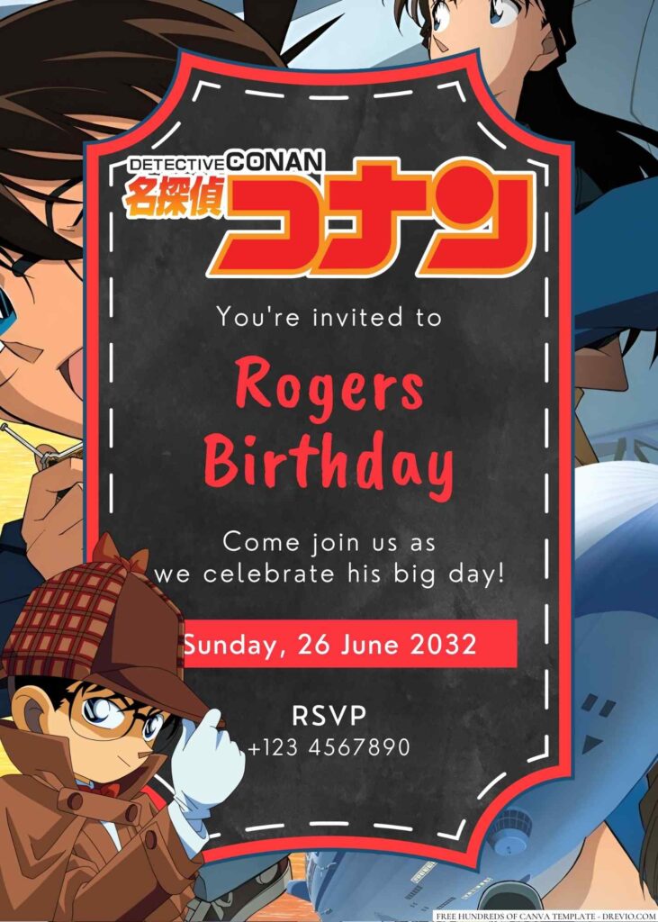 Detective Conan Birthday Invitation