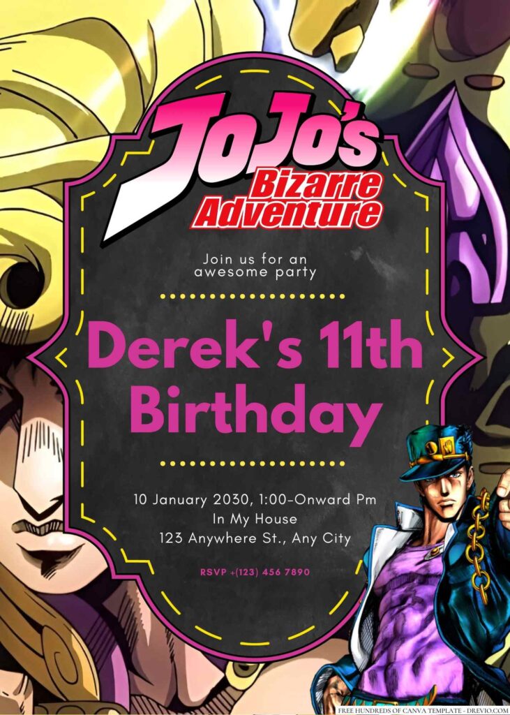 Jojo's Bizarre Adventure Birthday Invitation