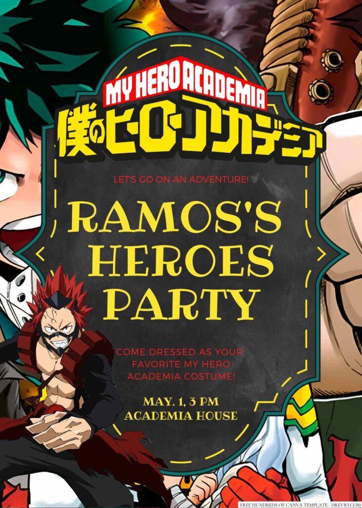 My Hero Academia Birthday Invitation