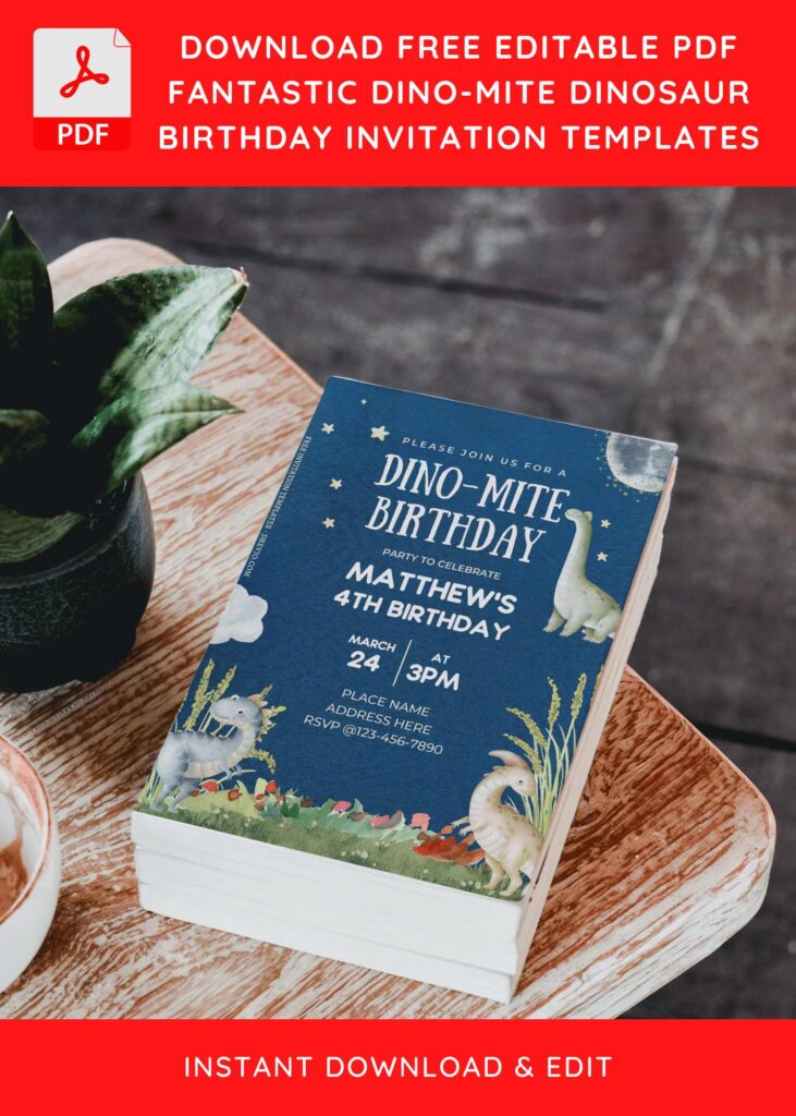 Invitation Template of (Free Editable PDF) Roaring Dinosaur Themed Birthday Invitation Templates 2