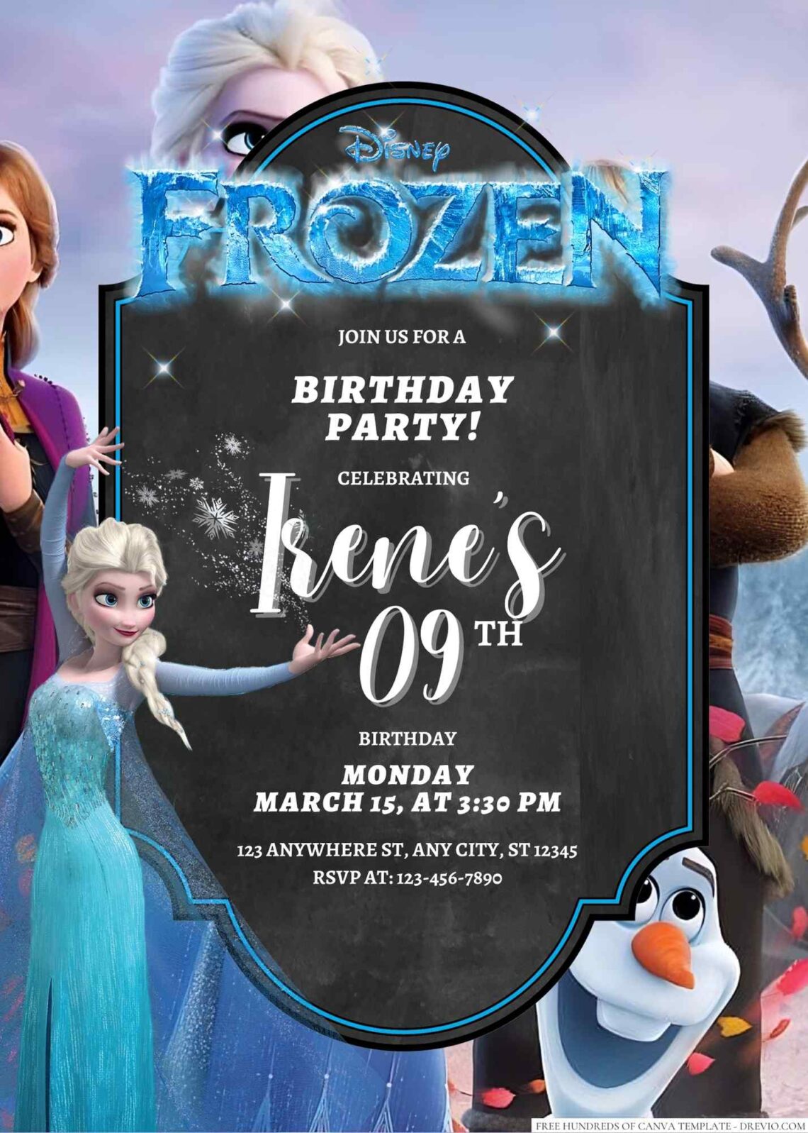 Free Editable Elsa Frozen Birthday Invitation