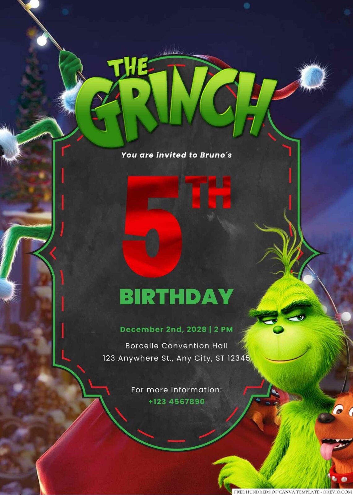 Free Editable The Grinch Birthday Invitation Download Hundreds Free Printable Birthday 2682