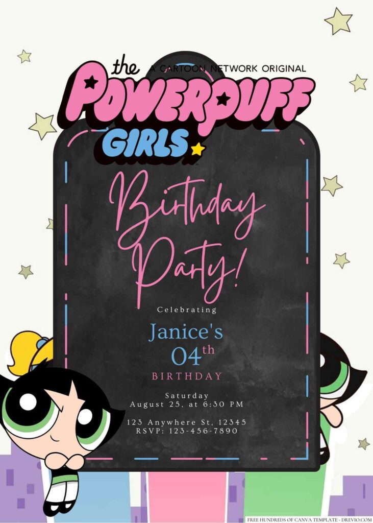 Free Editable The Powerpuff Girls Birthday Invitation