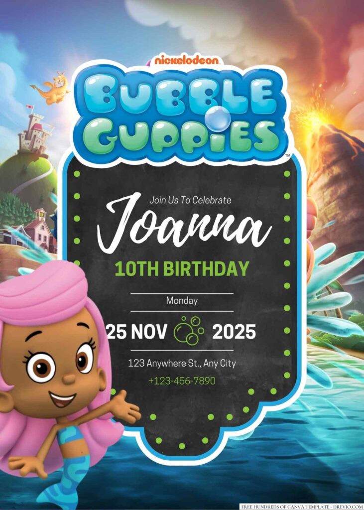 Free Editable Bubble Guppies Birthday Invitation
