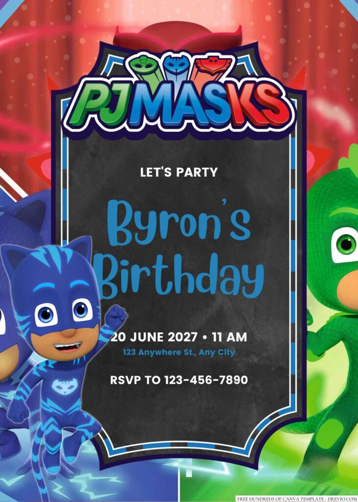 Free Editable PJ Masks Birthday Invitation