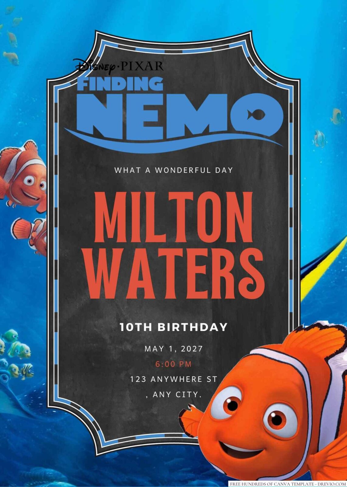 Free Editable Finding Nemo Birthday Invitation