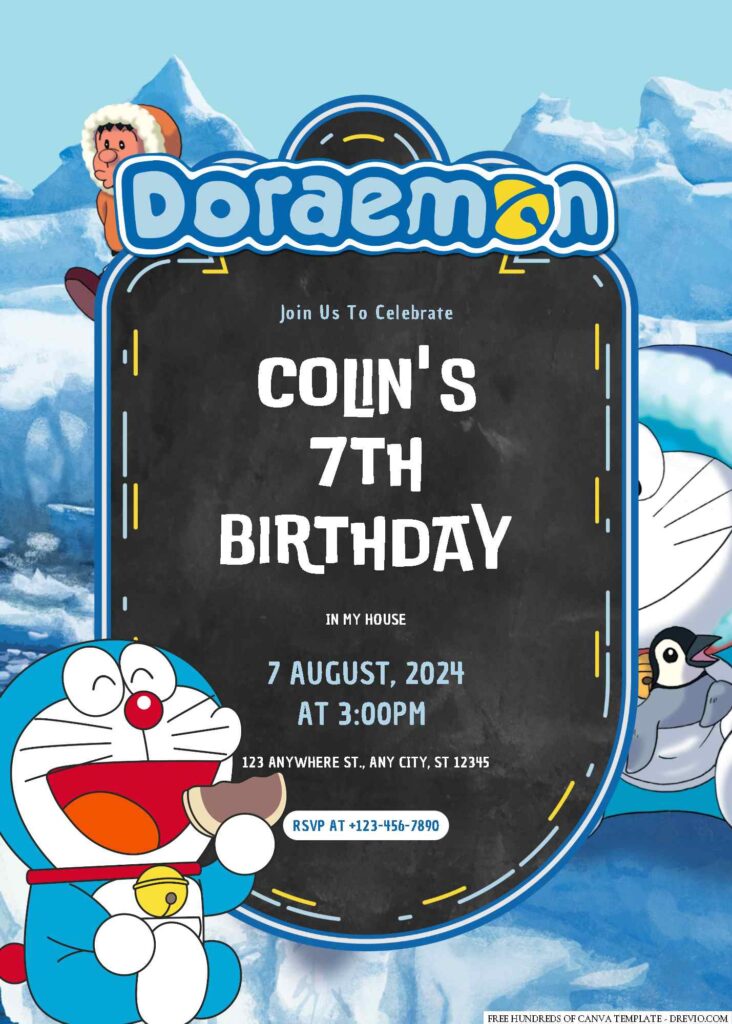 Free Editable Doraemon Birthday Invitation